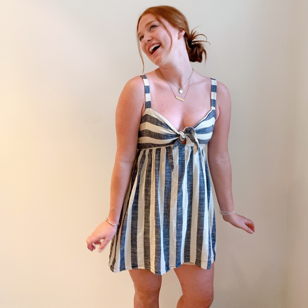 Blue and cream stripped sundress